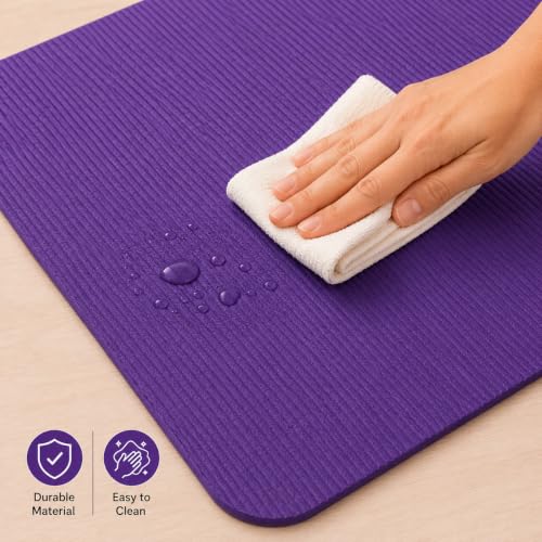 Image of Yoga Mat for Women and Men 6mm with Carry Strap EVA Material Extra Thick Exercise Mat for Workout Yoga Fitness Pilates and Meditation, Anti Tear Anti Slip For Home & Gym Use (Purple, 6mm)