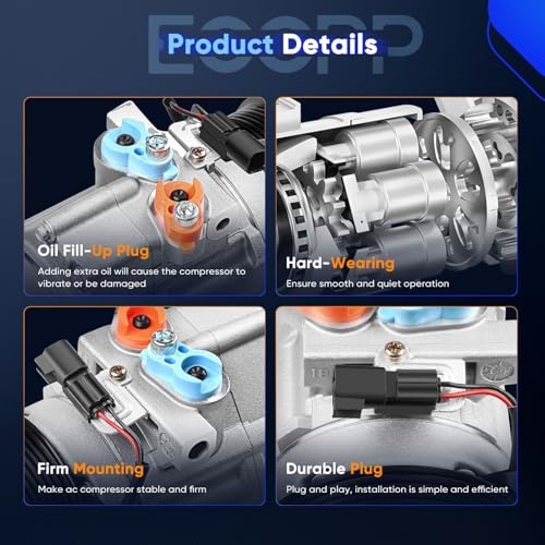 Image of ECCPP Air Conditioning Compressor 2011-2016 for Ford for F-250 for F-350 for F-450 for F-550 Super Duty 6.7L A /C Compressor with Clutch