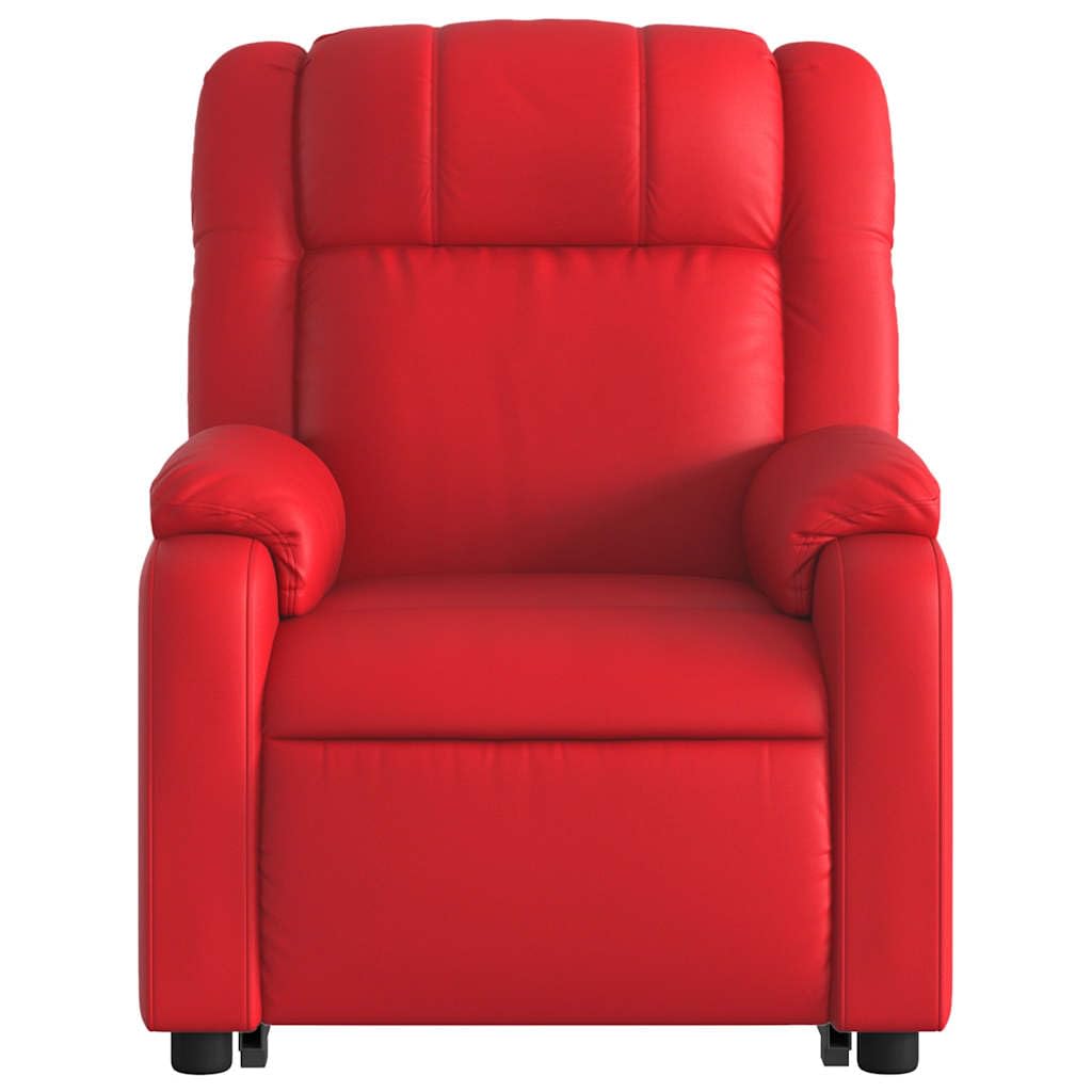 Sillón elevador eléctrico reclinable rojo de piel sintética con masaje y vibración, 6 puntos de masaje, función de elevación e inclinación de 135 grados, mando a distancia