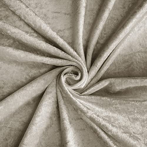 Home Direct Pair of Crushed Velvet Curtains, Eyelet Ring Top, Unlined, Natural, 2 panels, 140cm x 260cm 55" x 102" - Image 4