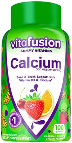 vitafusion Calcium Gummy Vitamins, Fruit and Cream Flavored Chewable Calcium Vitamins, 100 Count