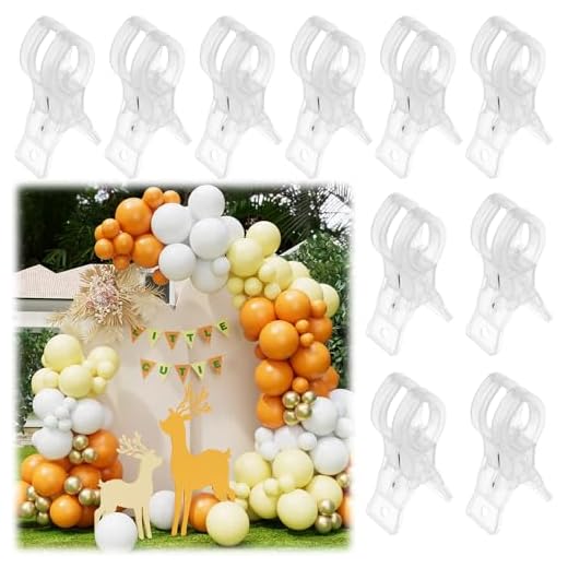 20 Pack Large Clear Balloon Arch Clips Plastic Transparent Backdrop Spring Clamps for Birthday Party Holidays Balloon Arch Kit Decoration Crafts