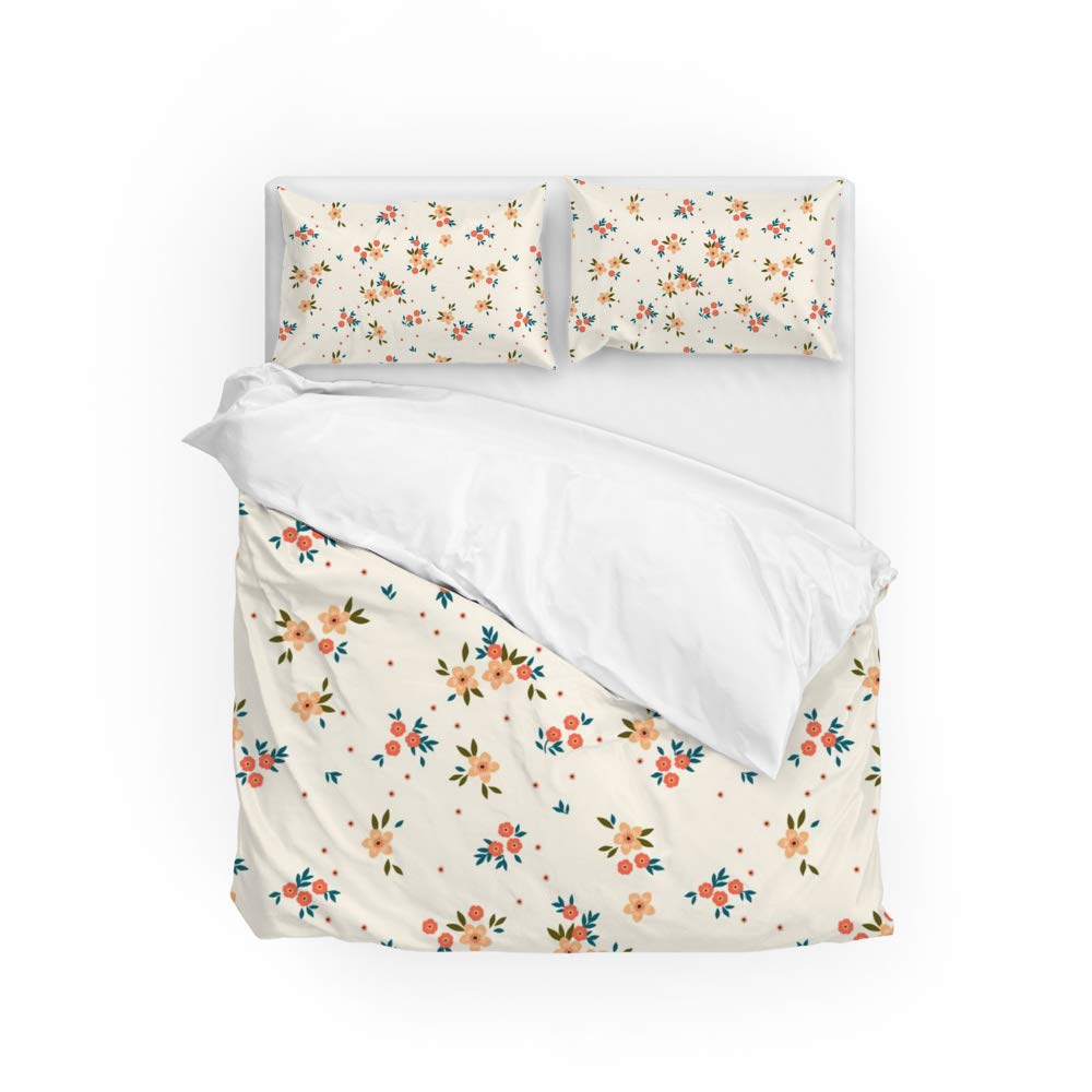 Housse de couette fleur orange et taie d'oreiller ultra doux CHEHONG