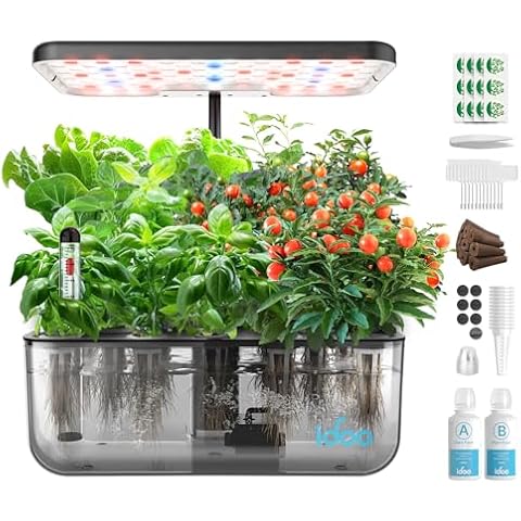 iDOO Hydroponics Growing System Kit 12 Pods, Christmas Gifts Gardening Gifts for Women Mom Dad Kids, Indoor Herb Garden with LED Grow Light for Home School, Indoor Plants Good for Mental Health Cover