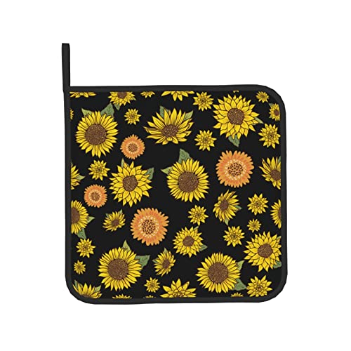Sunflower Pattern Oven Mitts Pot Holders Set Of 2, Heat Resistant Oven Gloves For Kitchen Cooking,Baking,Bbq #TOP7