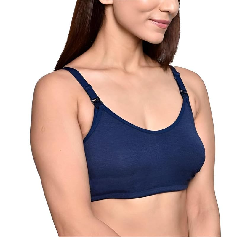 Image of Inner Sense Organic Cotton Bamboo Nursing Bra for Women I Non Padded Feeding Bra with Keyhole Back Design I Wire Free Maternity Innerwear with Full Coverage