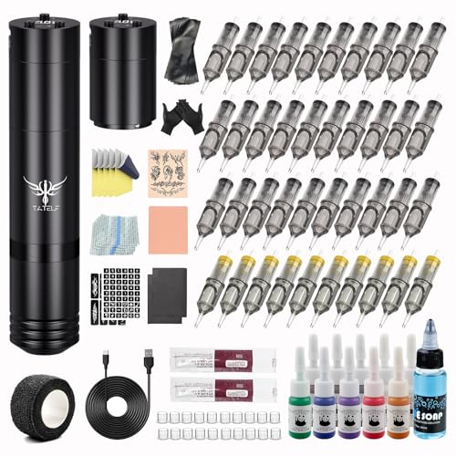 Kit de machine à tatouer pour débuter sans fil et sans panne de batterie