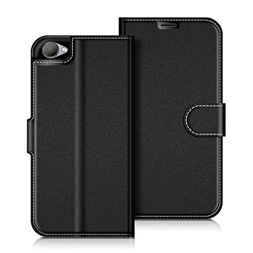 COODIO Coque en Cuir HTC Desire 12, Étui Téléphone HTC Desire 12, Housse Pochette HTC Desire 12 Fonction Stand Etui Coque pour HTC Desire 12, Noir