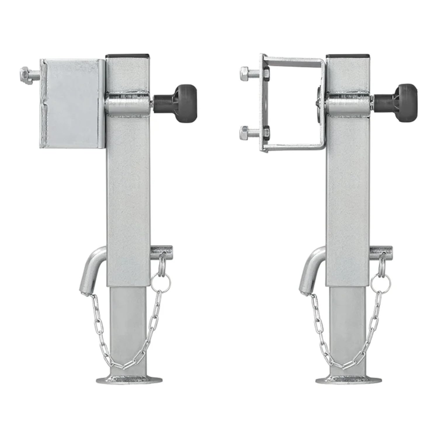 Preiswert&Gut 2X Anhängerstützen & Kurbelstütze Wohnmobil – Stütze 1300 kg, Stahlrohr 60x60 mm, kippbar – höhenverstellbar 345–445 mm Ausdrehstütze und Wohnwagenstützen Anhänger