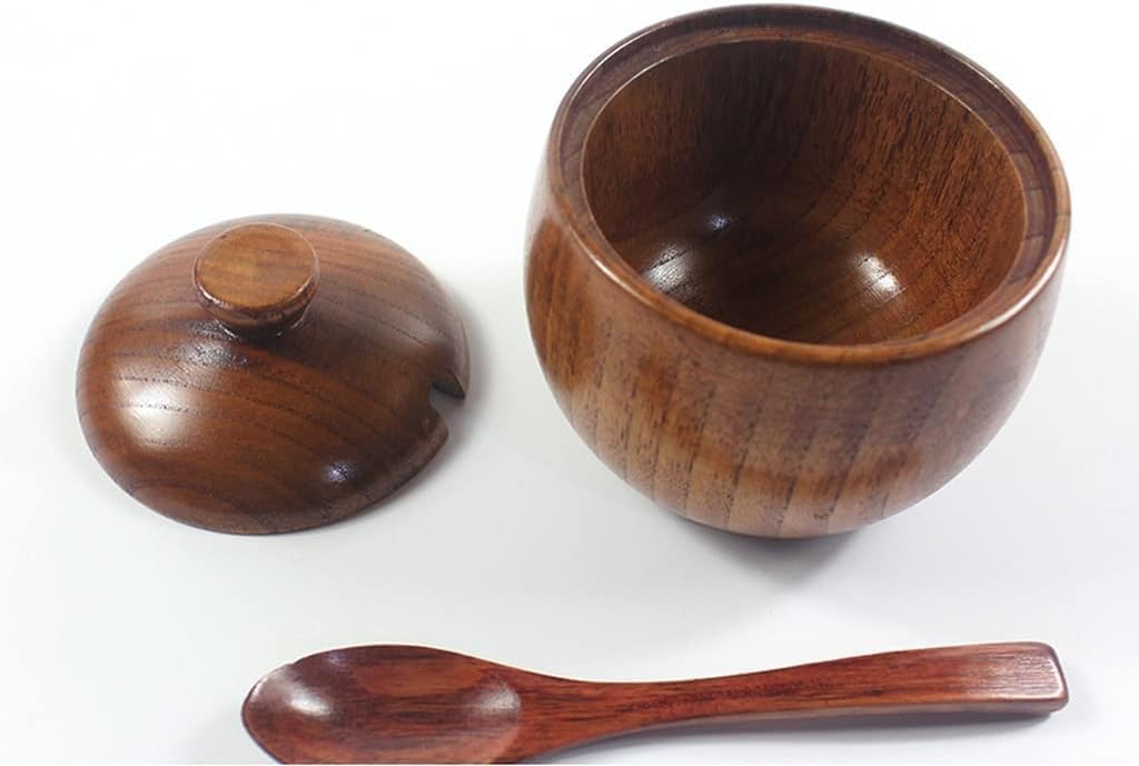 Condiment Set Seasoning Box Condiment Jar Wooden Seasoning Bottle Set With Lid Spoon And Tray Seasoning Jar Salt Monosodium Glutamate Home Seasoning Box Set Salt and Sugar Container Sets Condiment Pot