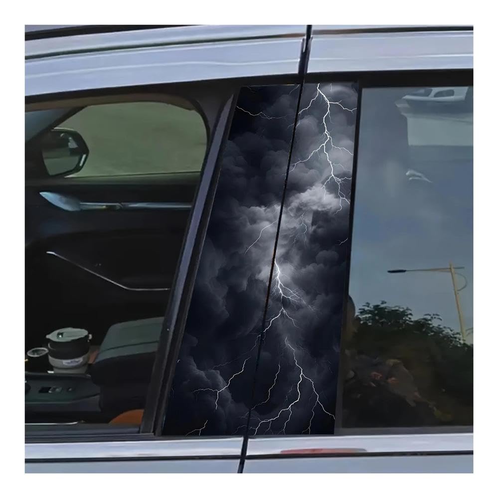 Autocollants pilier central voiture éclair gris étanche pour customisation extérieure auto
