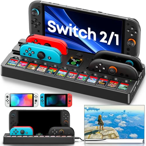 Image of [Switch 2 /1 /OLED Compatible] Switch 2 Docking Station with Charging Dock, TV Base Dock Replacement Support 4k@120HZ HDMI Output, Seitch 2 Accessories Store 12 Game Cards, Game Boy Advance Games
