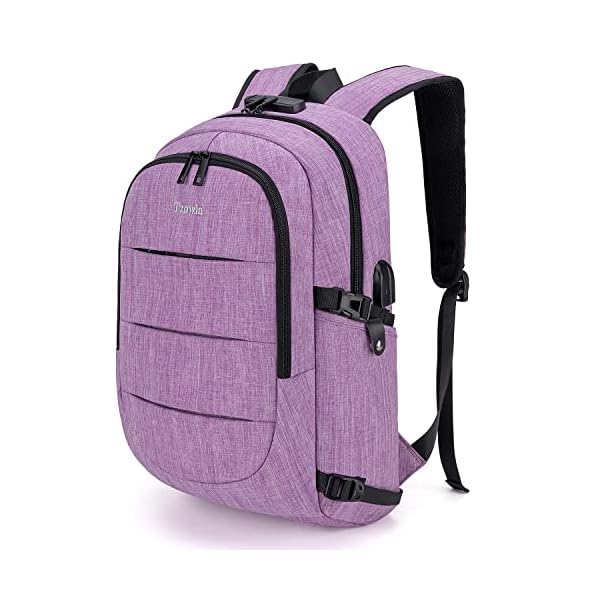 Tzowla Travel Laptop Backpack Water Resistant Anti-Theft Bag with Giant Tumbler Holder Pocket and Lock 15.6 Inch Computer Business Backpacks for Women Men Work College Gift,Casual Daypack(Purple)
