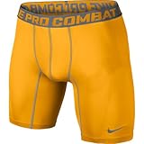 Nike Pro Combat Core Compression Six-Inch Short 2.0 (Small, UNIVERSITY GOLD///COOL GREY)