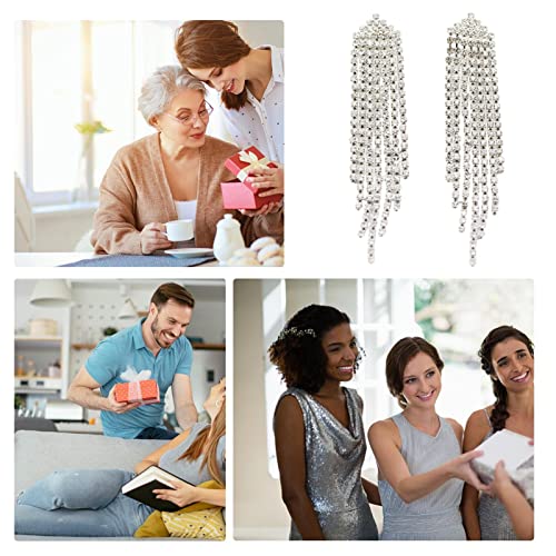 Brincos Brilhantes,Pendentes Brincos Para Mulheres - Lágrima Brincos Lustre de Cristal Longas Borlas