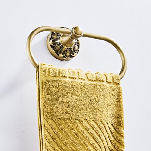 Miniatura 4 de Celbon - Soporte De Toalla Ovalado Antiguo De Latón, Colgador Montado En La Pared Para Baño Cepillo Para Polvo De Bronce