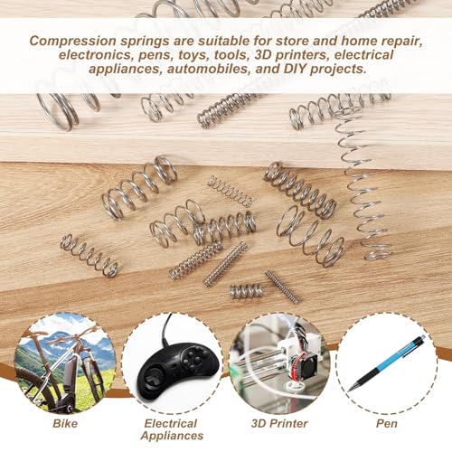 QUARKZMAN 10 Stück 304 Edelstahl Druckfeder 0,5 mm Drahtdurch. 7 mm Außendurch. 15 mm Länge Silber Spiralfeder Metall Federn Set, Mechanische Druckfedern für Geräte Ersatz Reparatur