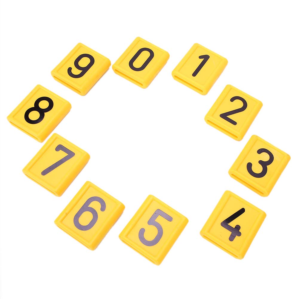 YUYTE Collier de Vache, 10 Pièces 0-9, Identification des Moutons, Collier de Vache en Plastique, Base Jaune avec Numéros pour la Gestion du Bétail (10 numéros)