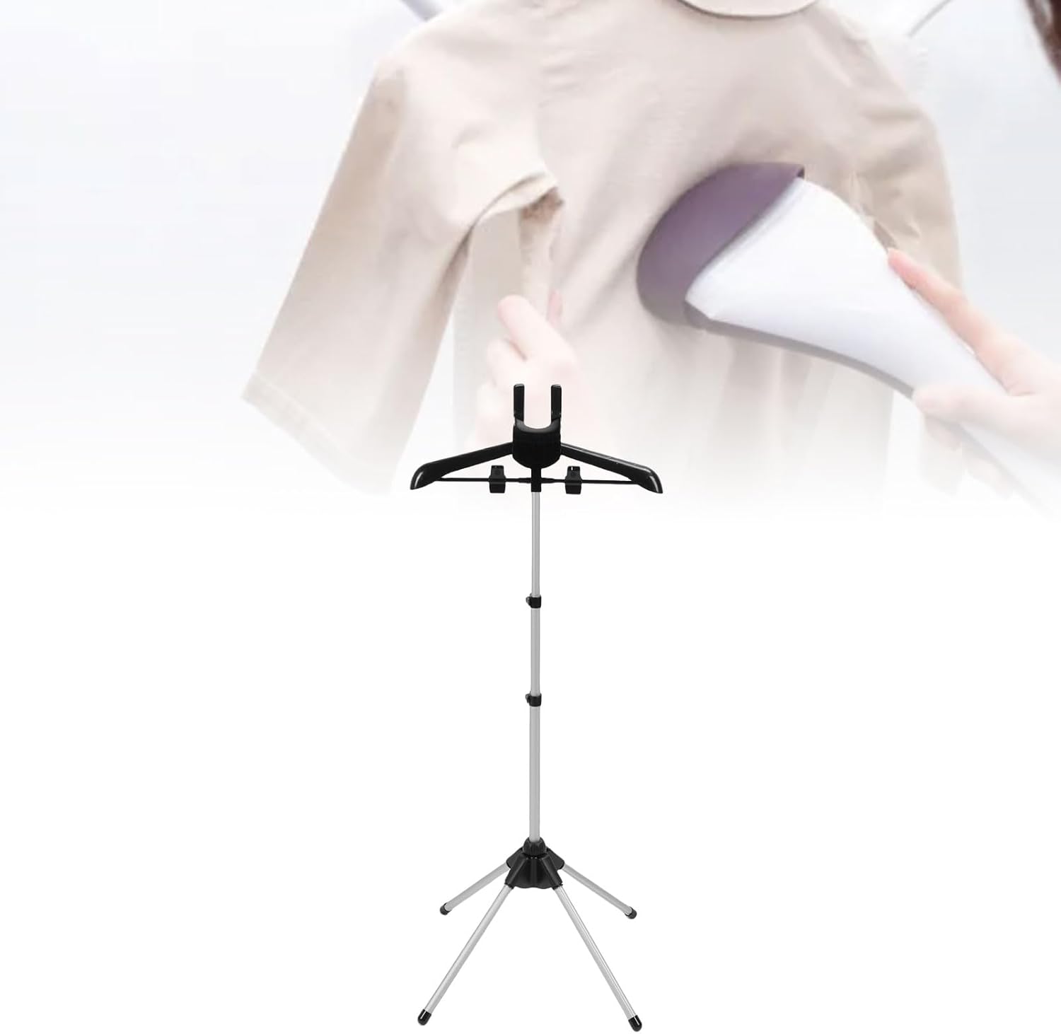 Ironing Garment Stand,Garment Steamer Hanger Stand Steaming Clothes Rack for Home Travel Durable Abs Material Lightweight Portable (Black)