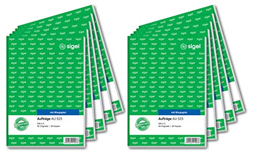 Commande livre Sigel au525 A5 duplicata autocopiant bleu pour gestion de stock lot de 10