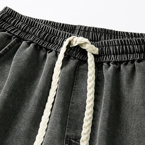 Short cargo en jean pour homme à taille élastique confortable