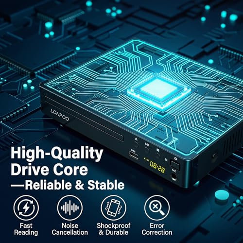 Image of LONPOO DVD Player with HDMI for TV, Region Free DVD Player with Full HD Picture Quality,Microphone Port,USB Playback,HDMI & AV Cable Included,Not Support Bluray