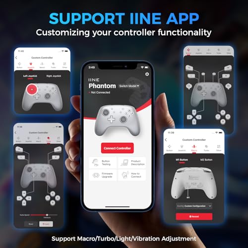 Image of IINE Wireless Pro Controller with Charging Dock, PC Controller with Macro /Turbo /Rumble /NFC /Motion Sensor Function, Multi-Platform Gamepad Compatible with Switch /PC /Steam /Phone /Tablet (Bright Silver)