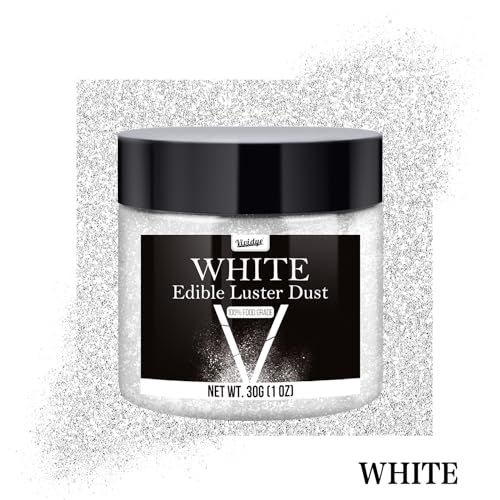 Edible Glitter Essbarer Glitzer - 30g Essbarer Glitzerpulver Glitzerstaub für Getränke, Lebensmittel, Kuchen - Essbares Metallisch Lebensmittelfarbe Glitzerpuder zum Cocktails, Torten (Weiß)