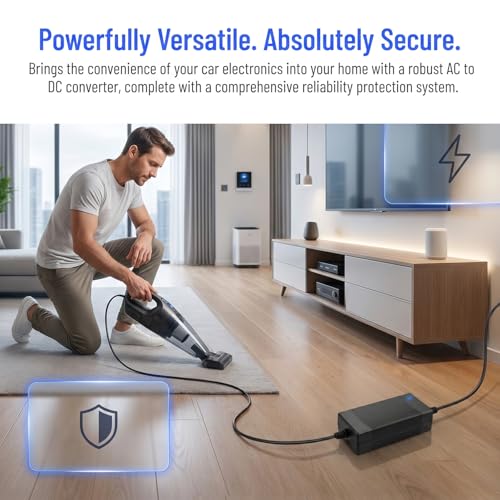 Przetwornica napięcia 230 V na 12 V, uniwersalny adapter sieciowy do samochodu, regulowane gniazdo zapalniczki samochodowej, stabilny zasilacz sieciowy, do lodówki, odkurzacza samochodowego, lodówki