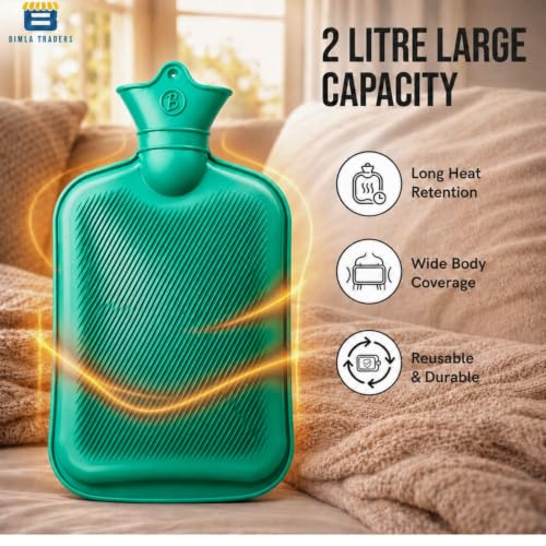 Image of Btag Hot Water Bag (2Ltr) for Pain Relief | Non-Electric Rubber Heating Bottle Period Cramps, Body Aches | Long Heat Retention | Wide Mouth with Leak Proof Cap & Skin Friendly Material (Turquoise)