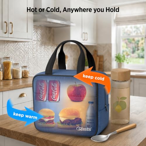 Image of Crasts Insulated Travel Lunch Bag for Office, School & College Waterproof Thermal Tiffin Bag for Men, Women & Kids | Small Lunch Carry Bag with Front Pocket for Picnic Daily Use Lunch bag (Light Blue)