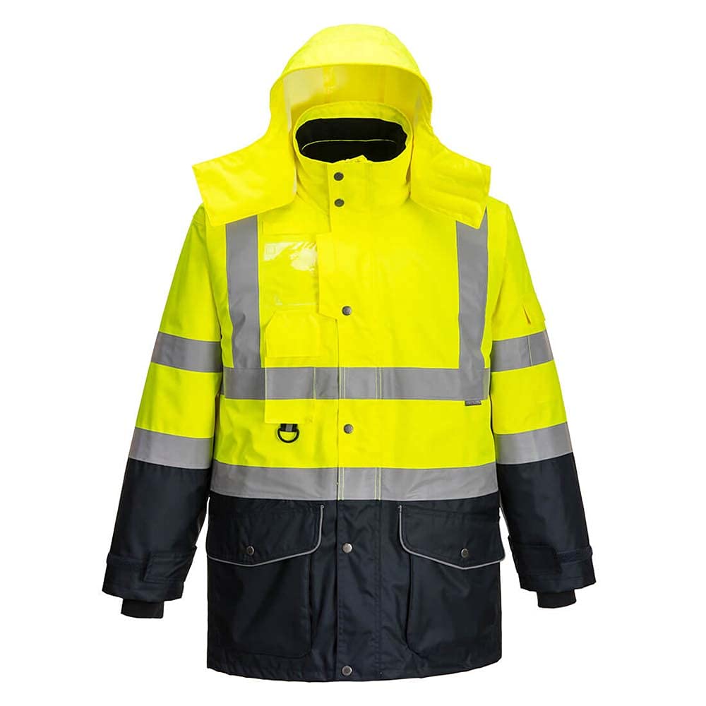Portwest Parka Haute-​Visibilité 7-​en-​1 Traffic Contrast, Couleur: Jaune/​Marine, Taille: S, S426YNRS
