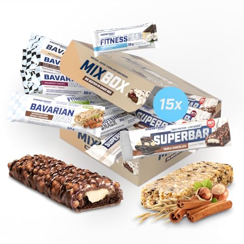Energybody® Protein Riegel Mix Box aus 13 Riegeln mit Eiweißriegel, Energieriegel & Haferriegel - Proteinriegel Probierpaket- Fitnessriegel Geschenkbox