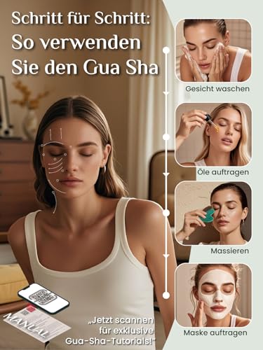 Rena Chris Gua Sha Stein, 100% natürliche Gua Sha Stein für Schwellungen und Straffung, Guasha Massagesteine für Hautpflegeroutine, Gua Sha Gesichtsmassage auch für Augen und Körper（Grüner Aventurin） 5