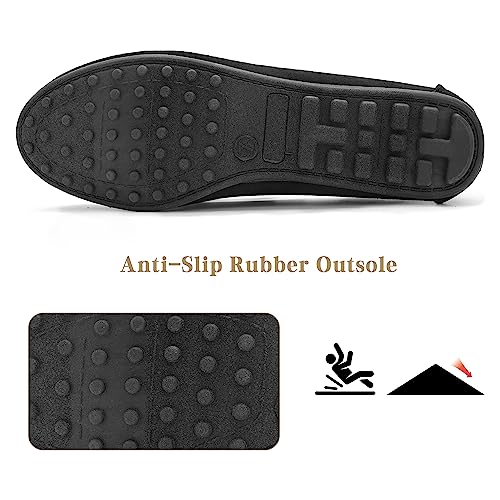 Ccvon Womens Casual Flats Non-Skid Penny Loafer With Bowknot Walking Driving Shoes Indoor Outdoor Black Size 7 #TOP3