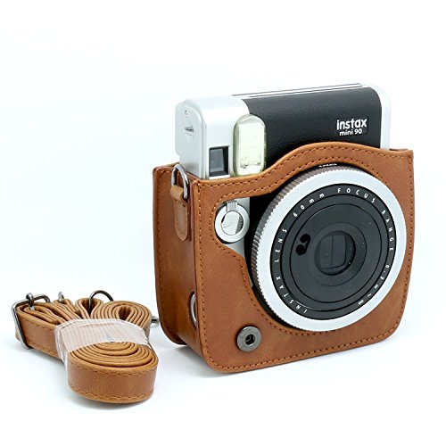 Image of ZENKO Protective Camera Case for Instant Mini 90 Leather Bag with Adjustable Shoulder Strap-Brown
