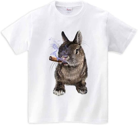 Amazon ノーブランド品 煙草を吸ううさぎ たばこ メンズ 半袖 Tシャツ オリジナルプリント 通販