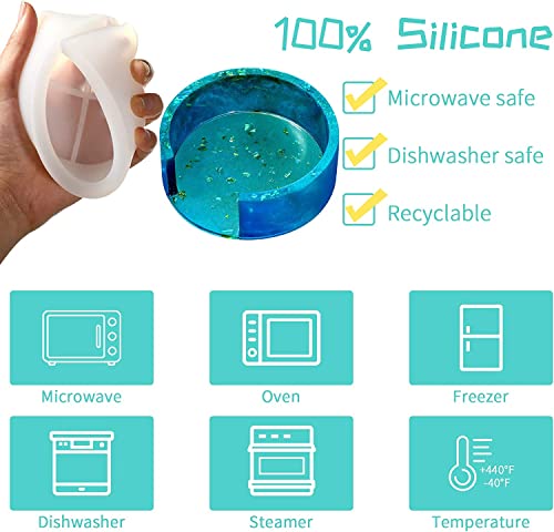 Image of Jubilant Coaster Resin Molds, 12 Pieces Coaster Silicone Molds with Storage Box Mold for Epoxy Resin DIY Cups Mats