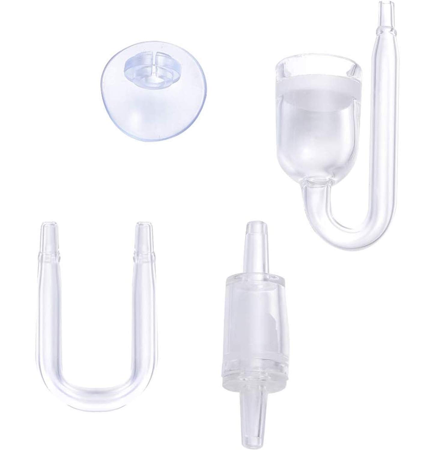 HiDear Set of 4pcs Aquarium Fish Tank CO2 Diffuser Carbon Dioxide Reactor with Check Valve/U-Shape Glass Pipe/Sucker