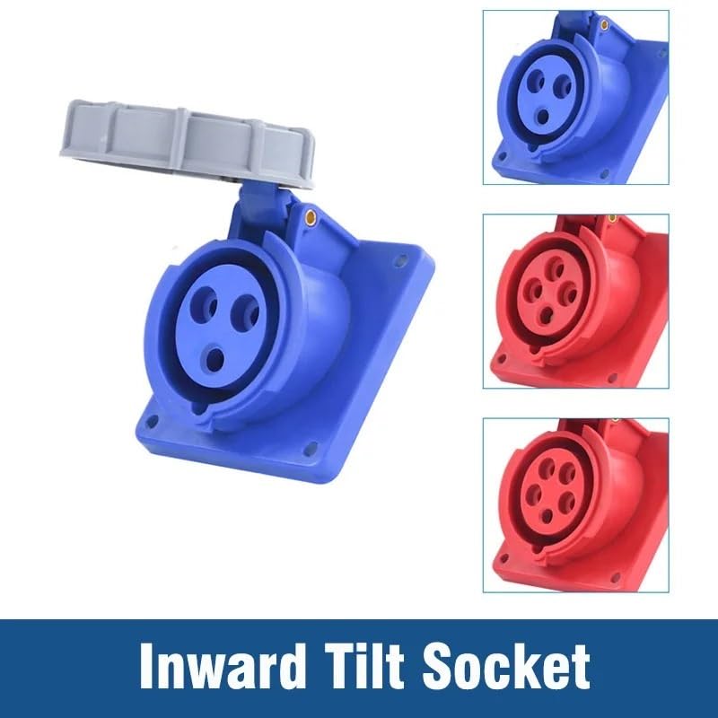 1pc IP67 Waterproof Industrial Plug and Socket 16A 32A 63A 125A Wall Mounted Socket Panel Mounted Coupler 220V — view 6