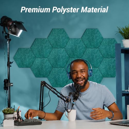Image of TONOR 12 Pack High Density Hexagon Acoustic Panels for Wall, 12 inchx 10 inchx 0.4 inch