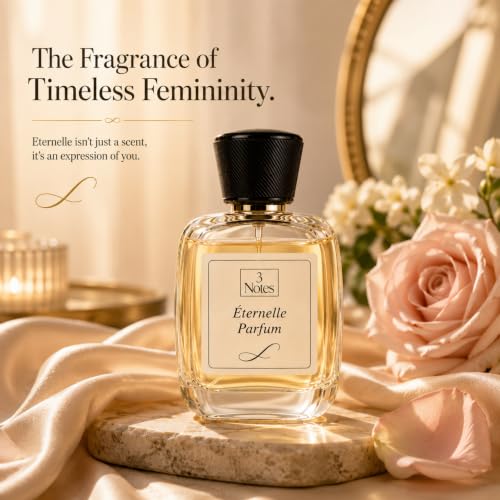 Image of 3Notes Eternelle Perfume for Women 100ml | Long Lasting Eau de Parfum | Elegant Floral Woody Musk with Rose, Jasmine & Sandalwood | Premium French Perfume Gift for Her
