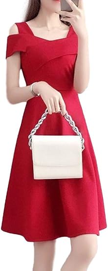 Amazon アイラカリラ ユリア Aライン オフショルダー ワンピース クロス ノースリーブ ひざ丈 肩出し パーティー クラブ ドレス レディース イブニングドレス 通販