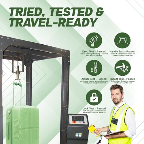 Image of AMERICAN TRAVELLER Tourispro Trolley Bag for Travel Single Small |Suitcase for Travel |Leightweight Large Luggage Traveling Bag| Polypropylene(Pp) Bags with Expandable 8 Wheels (20, Pastel Green)