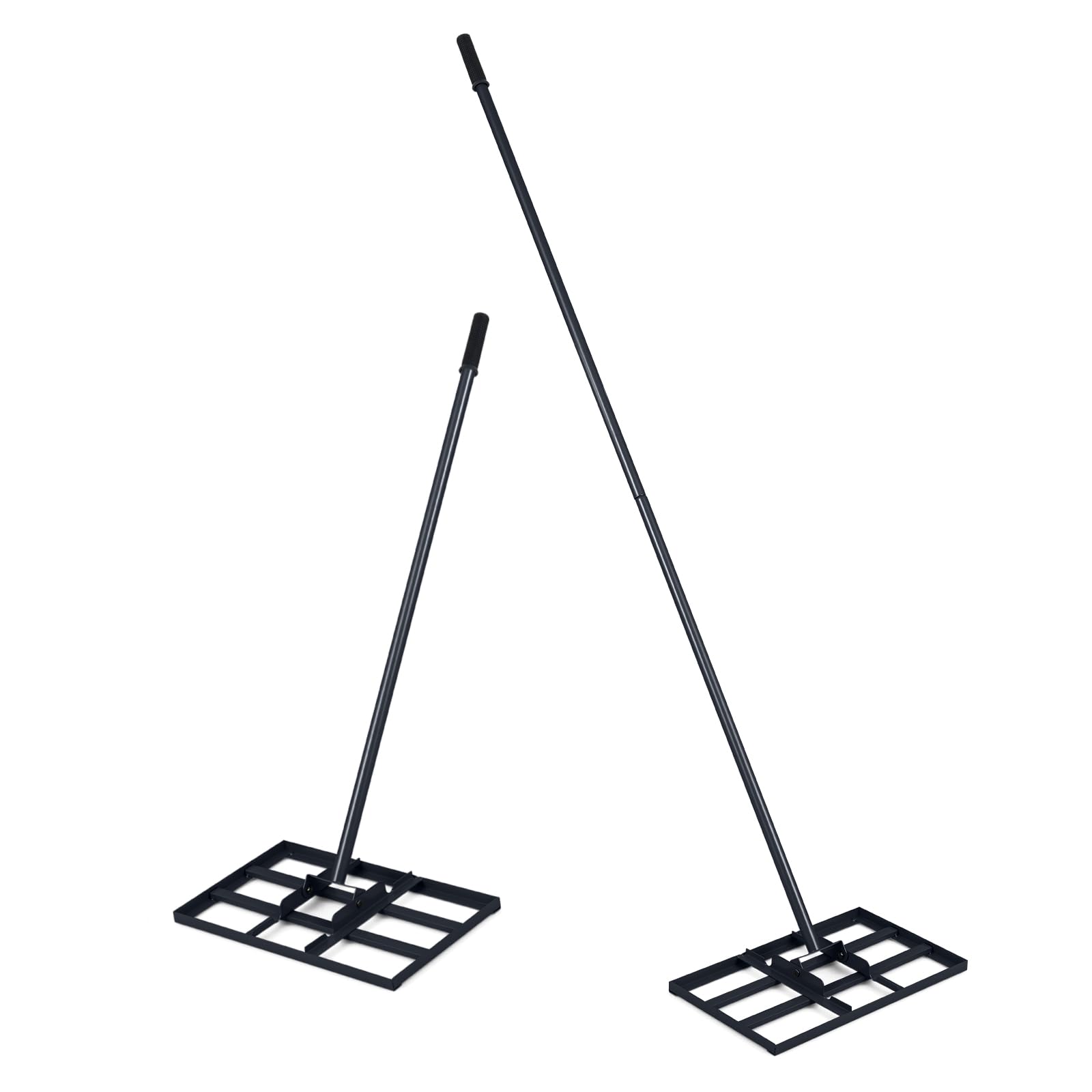 COSTWAY Lawn Levelling Rake, 43/75/91/106 x 25cm Lawn Leveller with 90cm/175cm Adjustment Long Handle, Effort Saving Lawn Lute Tool for Grass Garden Golf Course Soil (Black, 43 x 25cm/17” x 10”)
