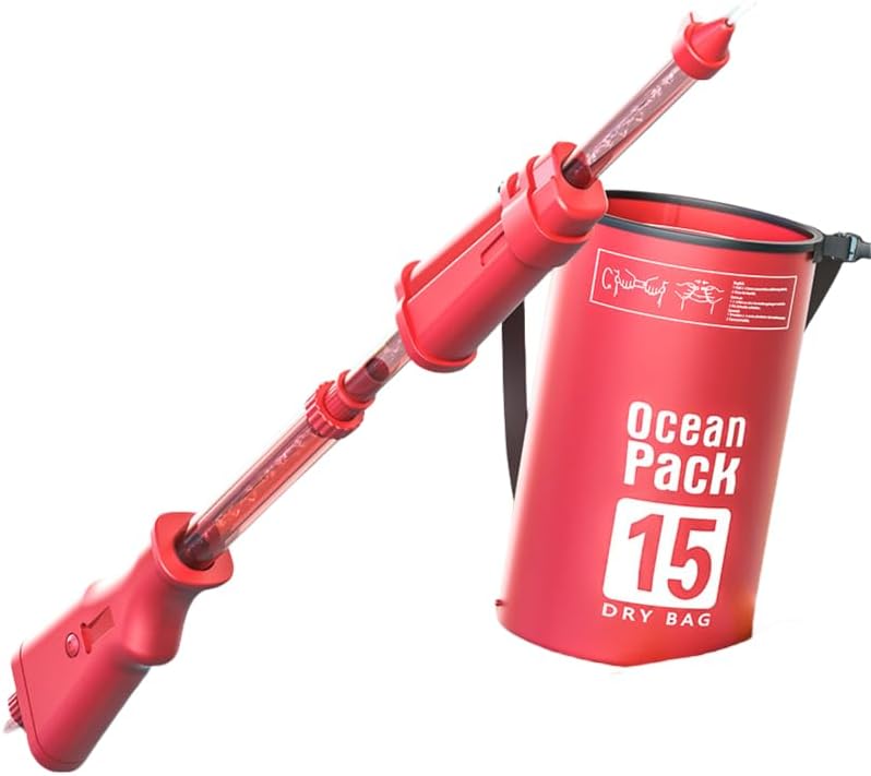 98K Pull-Out Backpack Water Cannon – 15L Dry Bag, 15M Range, Kids Water Blaster – Adjustable Straps, Ergonomic for Beach/Pool/Outdoor – Red/Yellow/Blue (red)