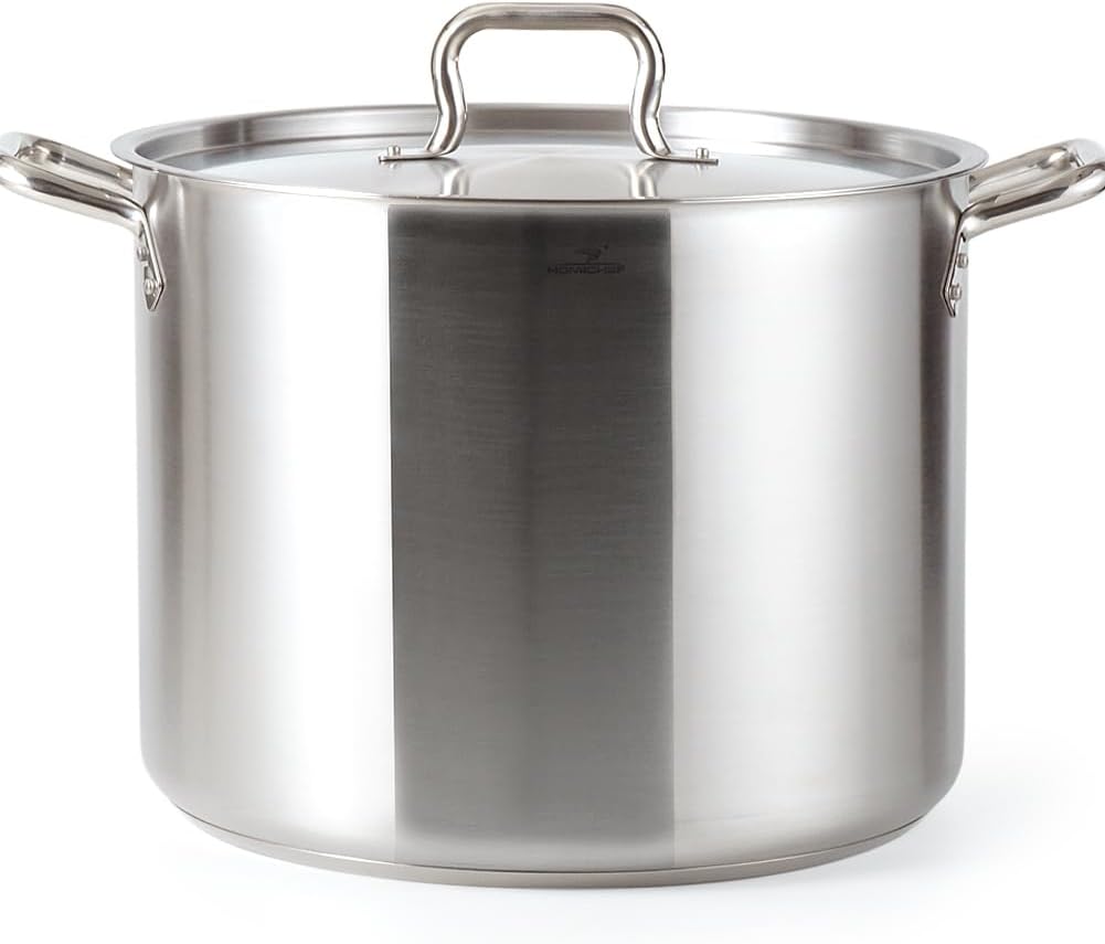 HOMICHEF 82 Quart LARGE NICKEL FREE Stainless Steel Stock Pot with Lid - Matte Polished Induction Stockpot - Healthy Commercial Grade Soup Pot