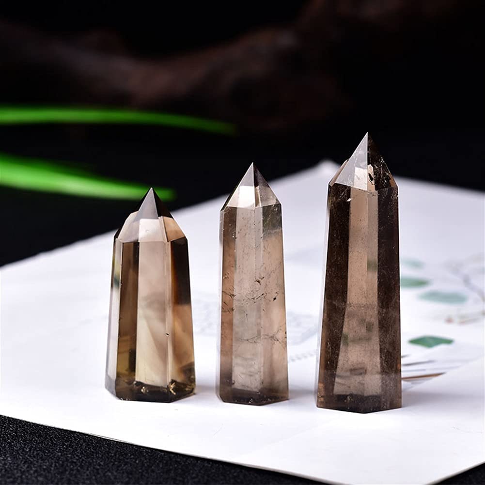 Domowe Kolekcje Kryształ 1 PC Naturalny Kwarc Herbata Kryształ Punkt Dymny Kamień Sześciokątne Pryzmaty Kwarcowy Różdżka Obelisk Kamień DIY Prezent (Rozmiar: 51-60mm)