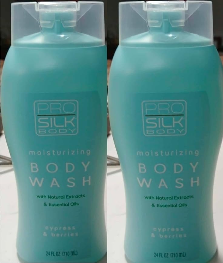 Pro Silk Body Moisturizing Body Wash with Natural Extracts and Essential Oils, Cypress & Berries Scent, 24 Fl Oz (2-Pack)