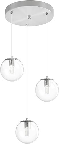 Miniatura 90 de Escalera LED de 10 luces LED moderna con globo de cristal, lámpara colgante grande para techos altos, accesorios de iluminación de entrada, villas y